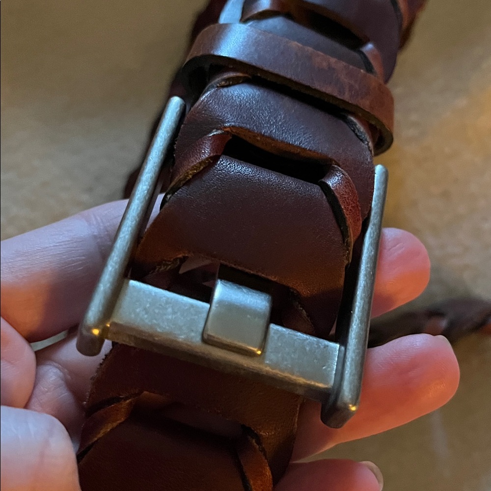 Vintage CK Calvin Klein 40 leather single prong buckle brown leather loop belt - Picture 4 of 8